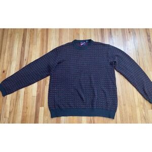 Mighty-Mac Sweater Men's L Gray Birdseye Long Sleeve Ribbed Cuff Ramie Blend